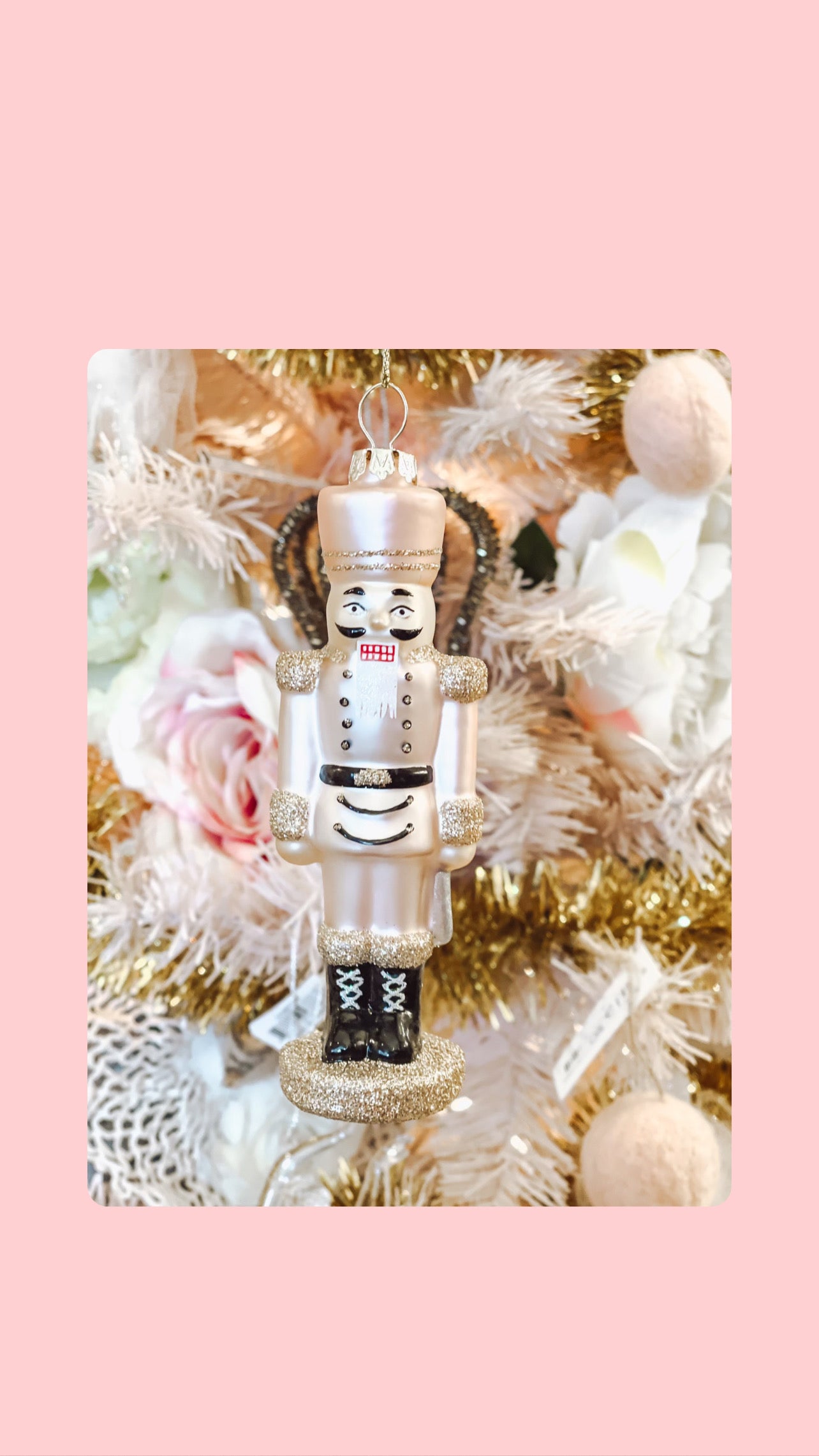 Pink Nutcracker Glass Ornament