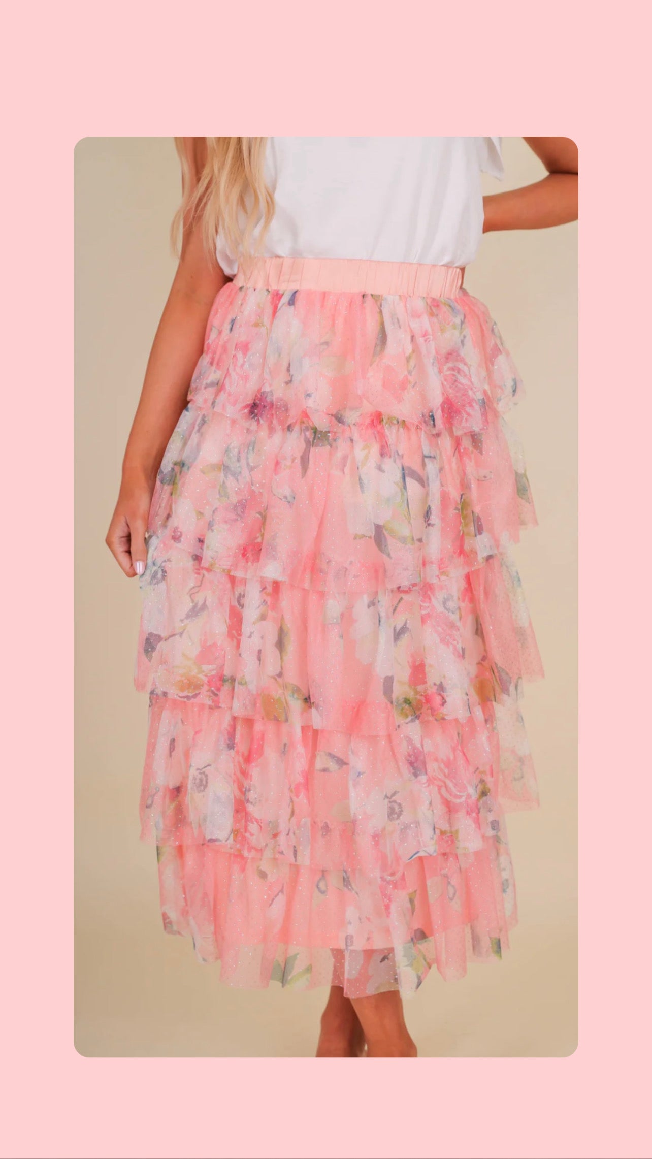 Ruffled Floral Tuelle Skirt