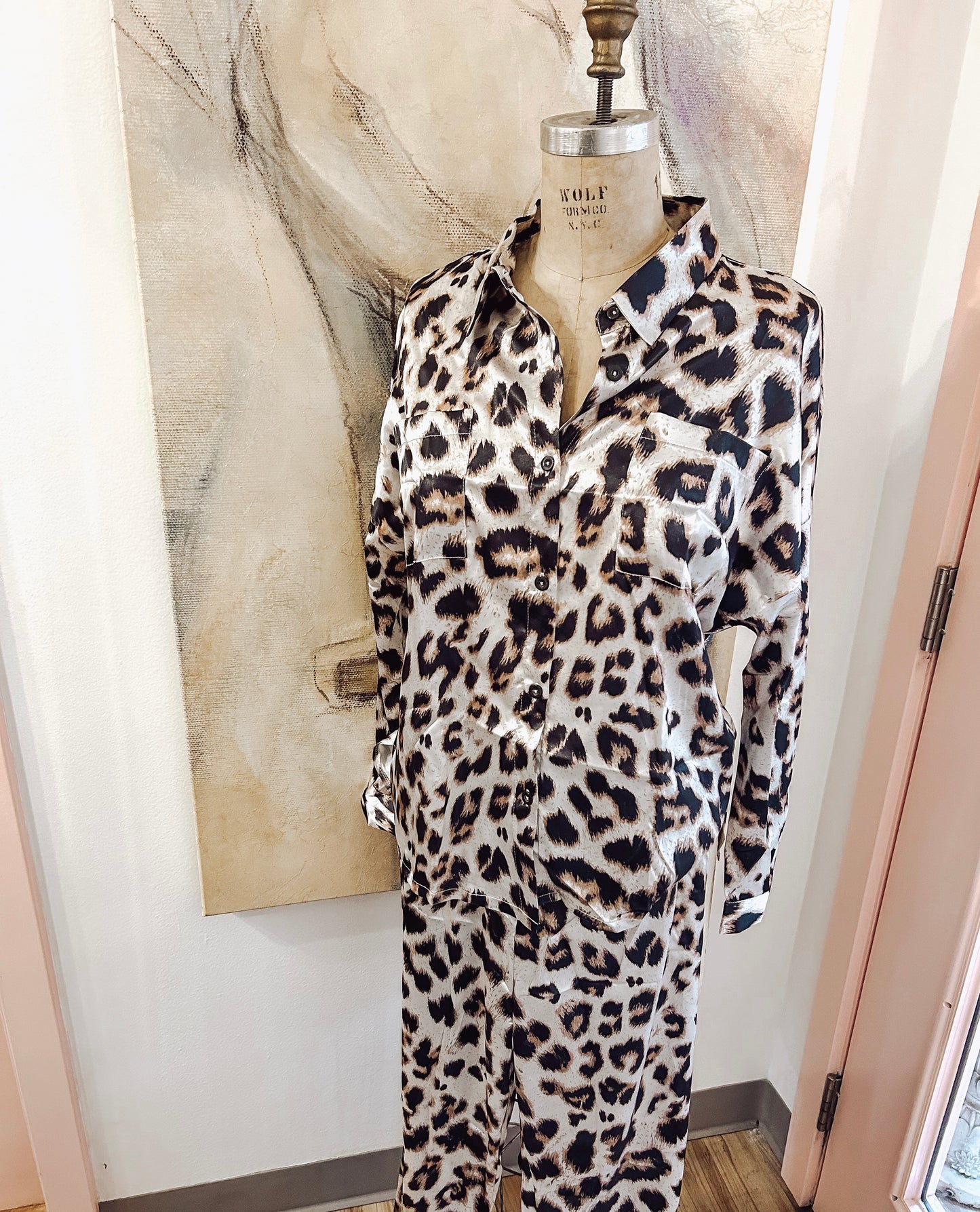 Leopard Silky Pajama Set