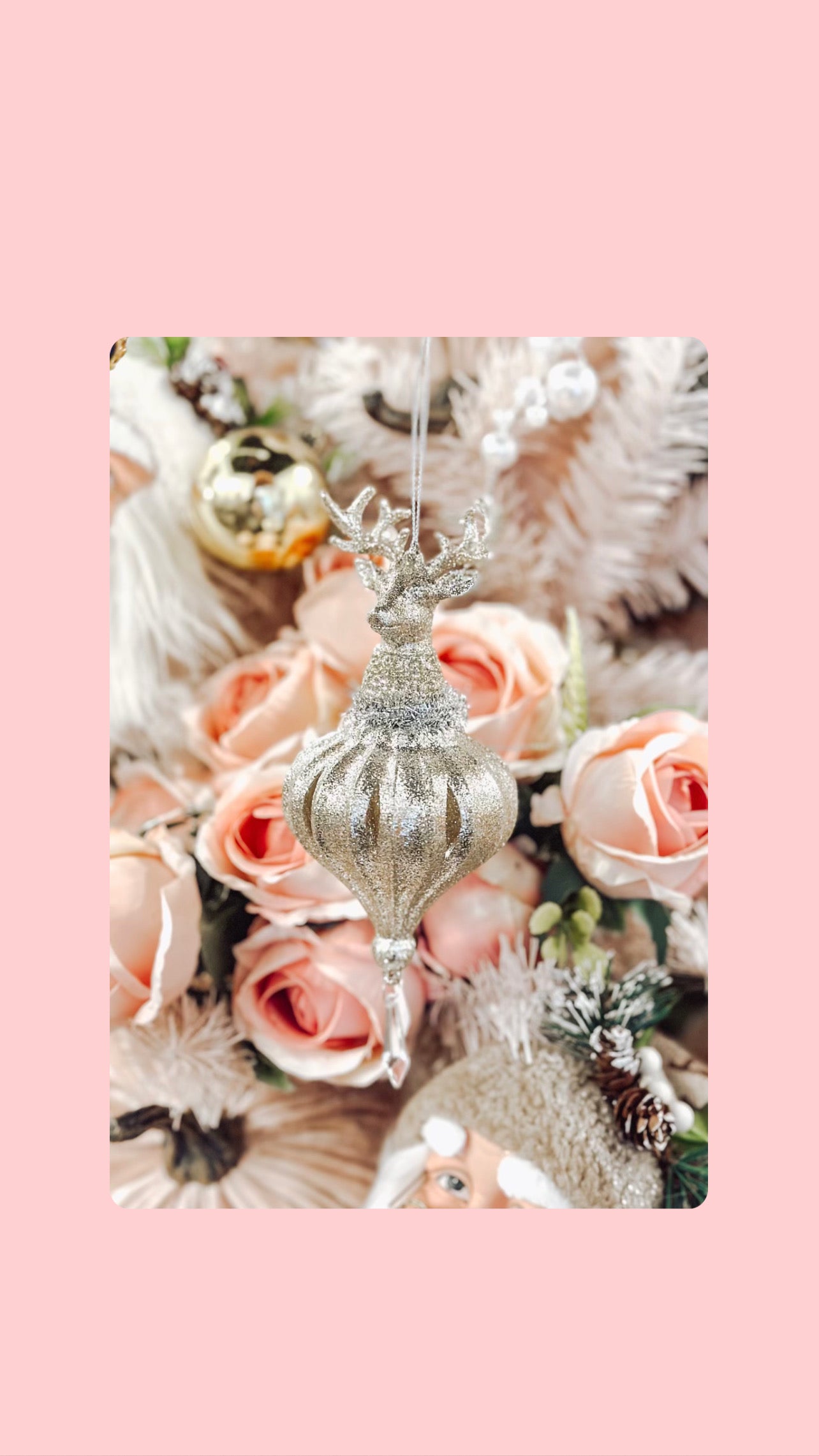 Gold Glittering Deer Head Ornament
