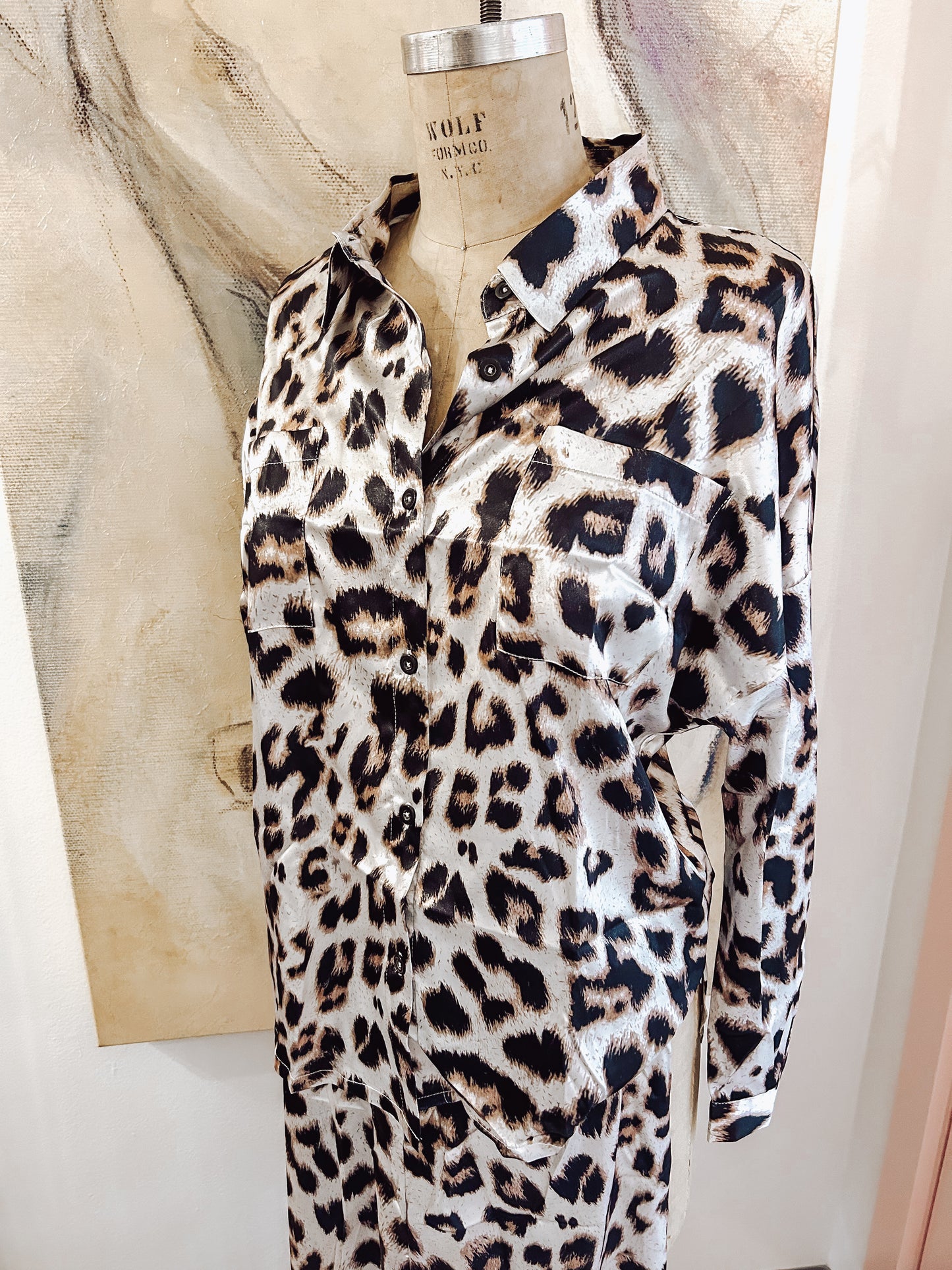 Leopard Silky Pajama Set
