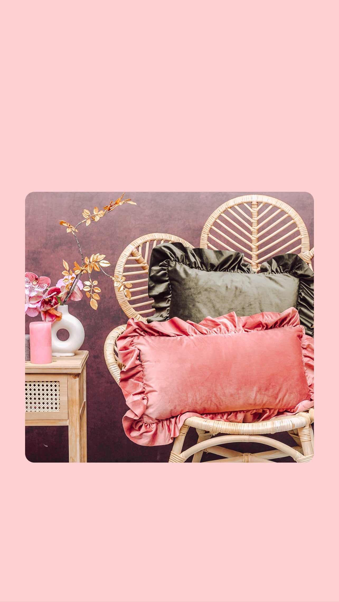 Velvet Ruffle Throw Pillow