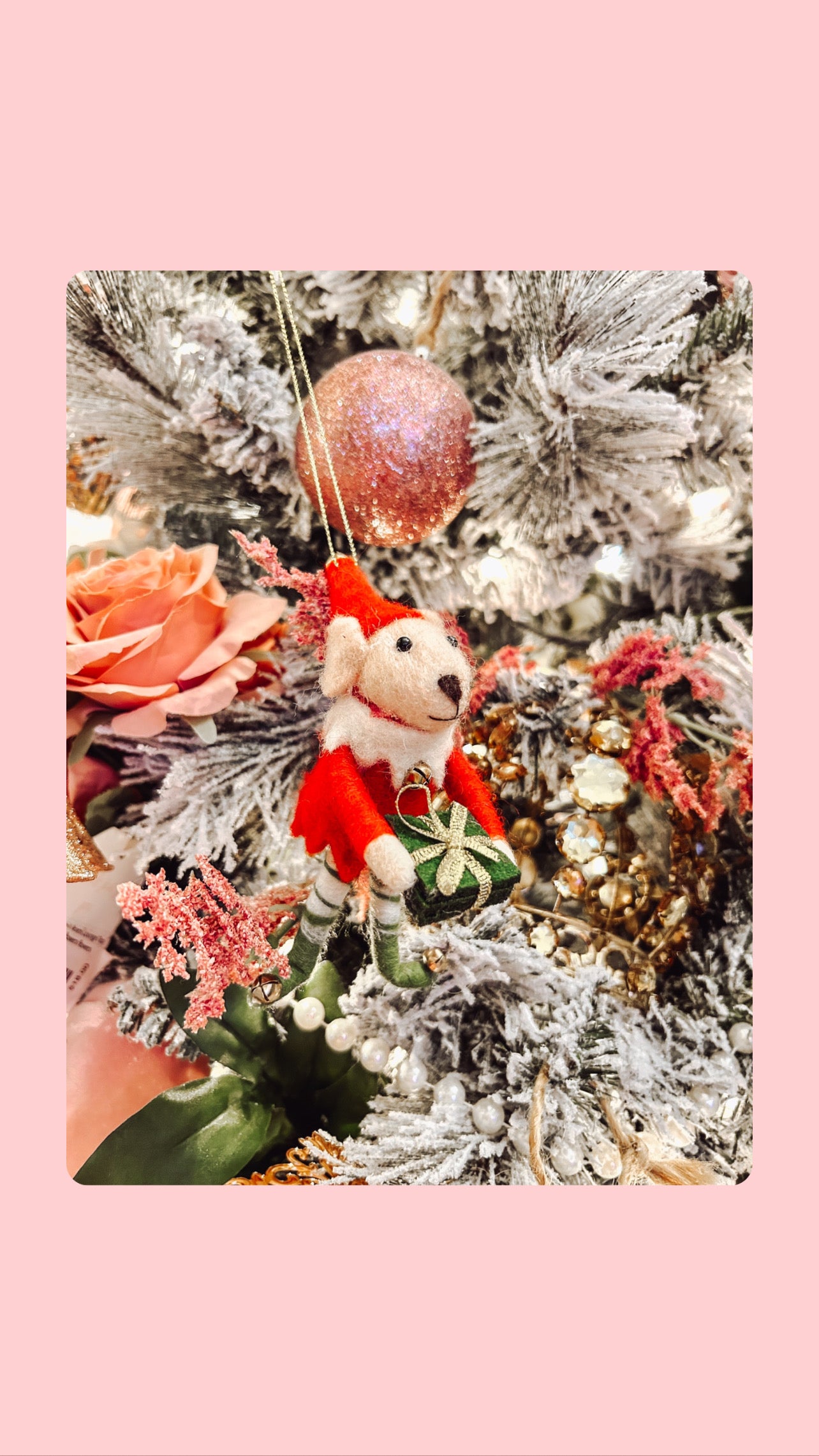 Elf Mouse Felted Ornament