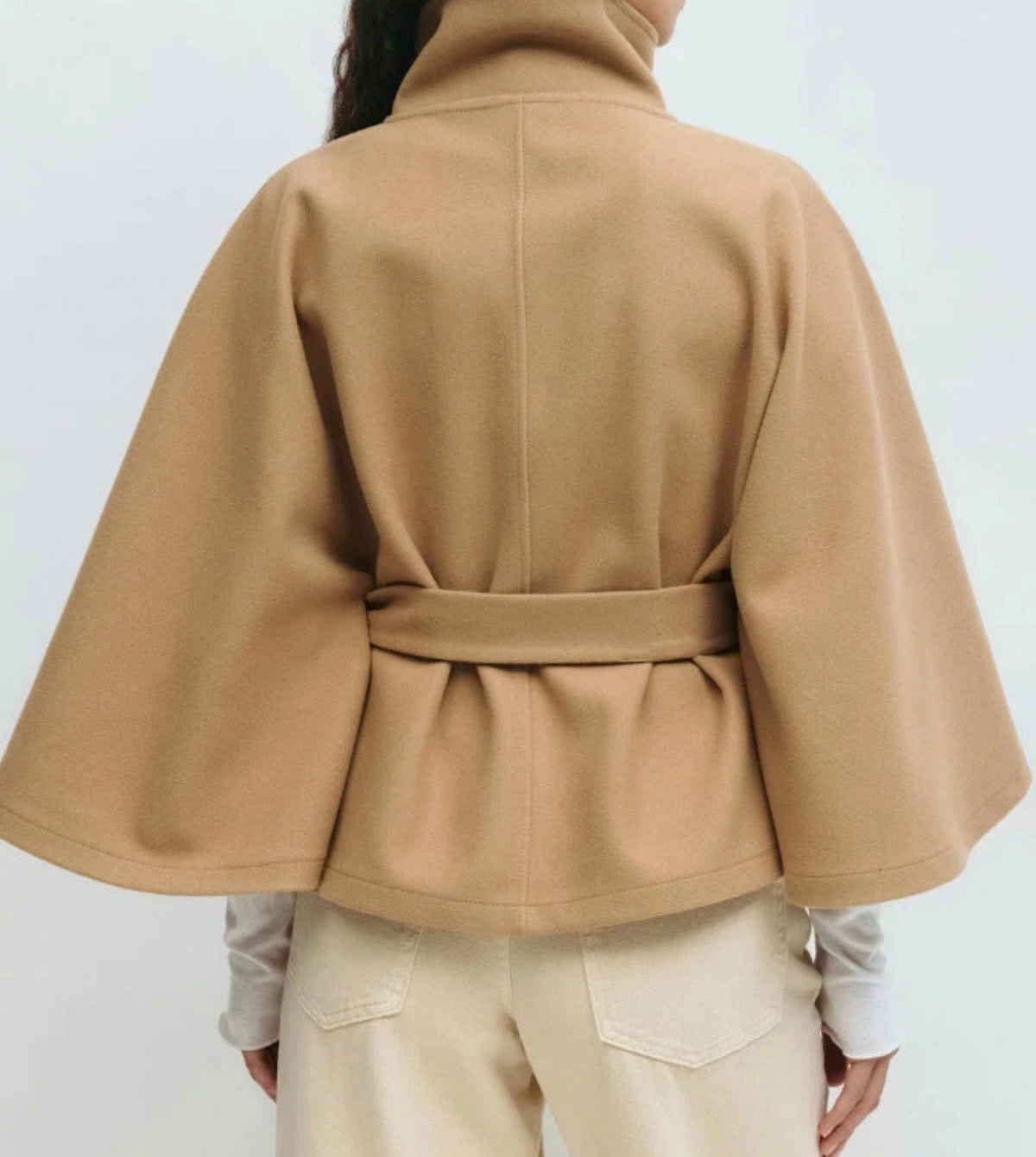 Khaki Belted Cape Coat