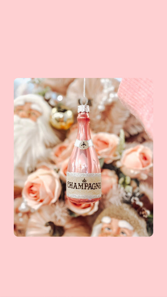 Pink Champagne Bottle Ornament
