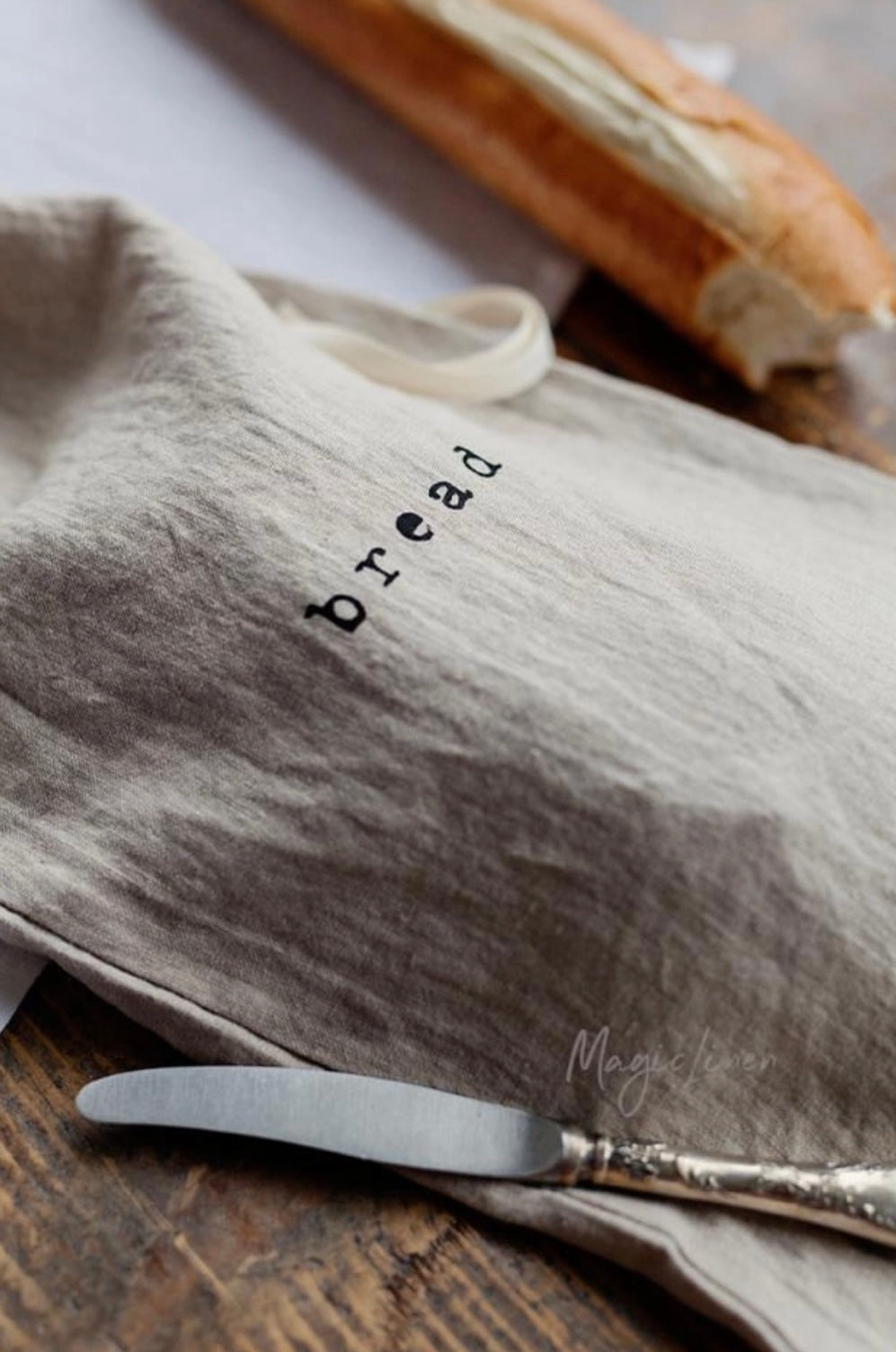 Printed Linen Bread Bag