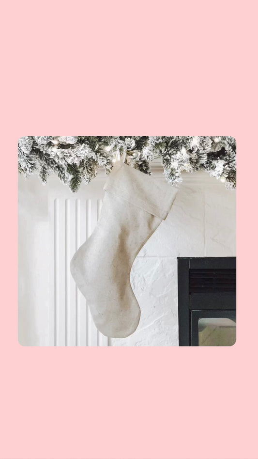 Natural Linen Holiday Stocking