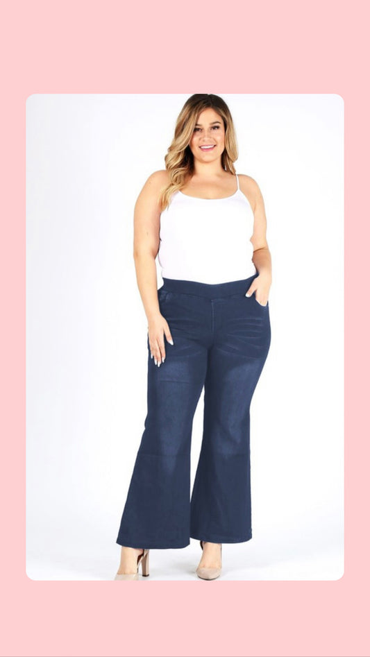 Plus Size High Waist Flared Denim Jeggings
