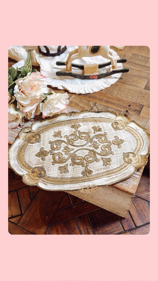 Vintage BUSA Gold Metal Decorative Tray