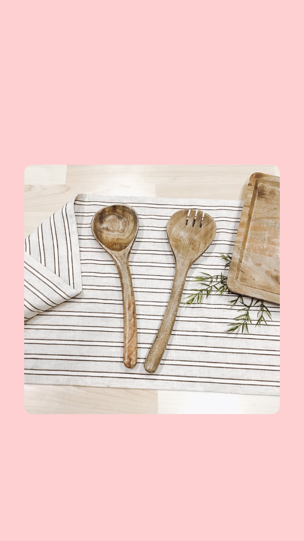 Curved Mango Wood Salad Servers, Set of 2