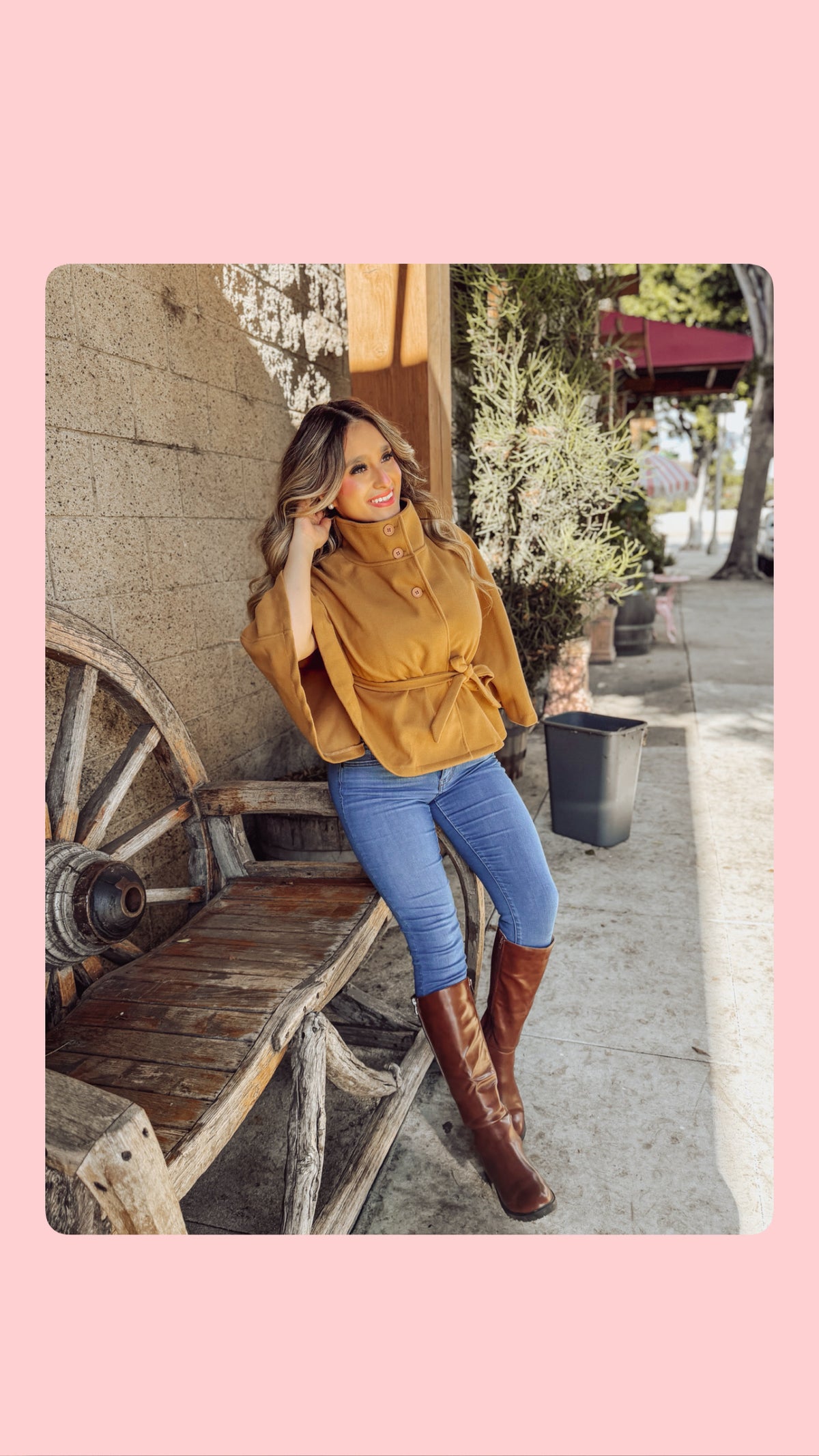 Khaki Belted Cape Coat