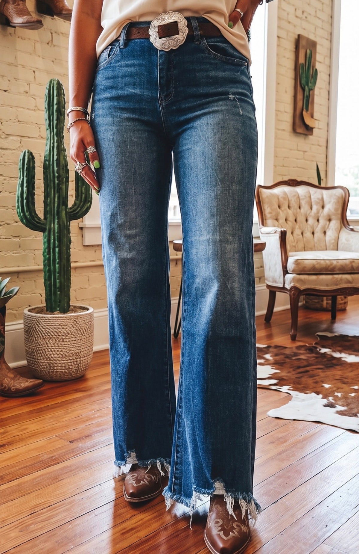 Western High Waisted Flare Jeans