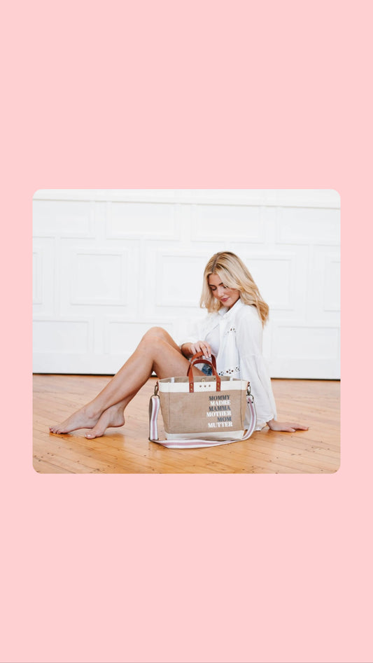 Moms For All Jute Crossbody Tote