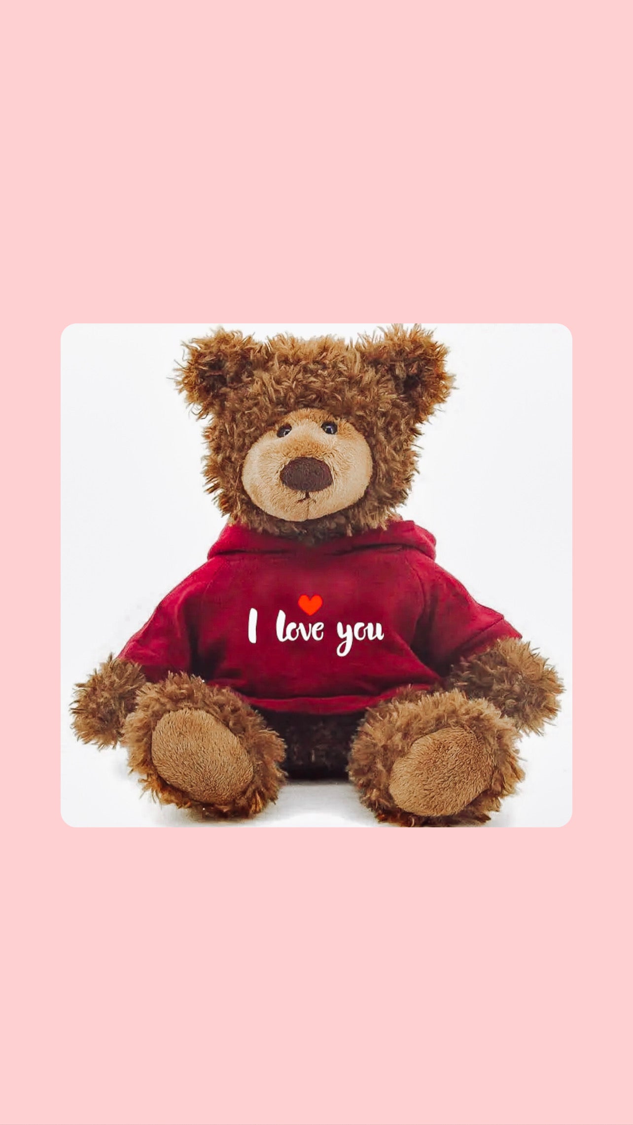 Frankie Bear 10" with Maroon I Love You Hoodie Burgundy