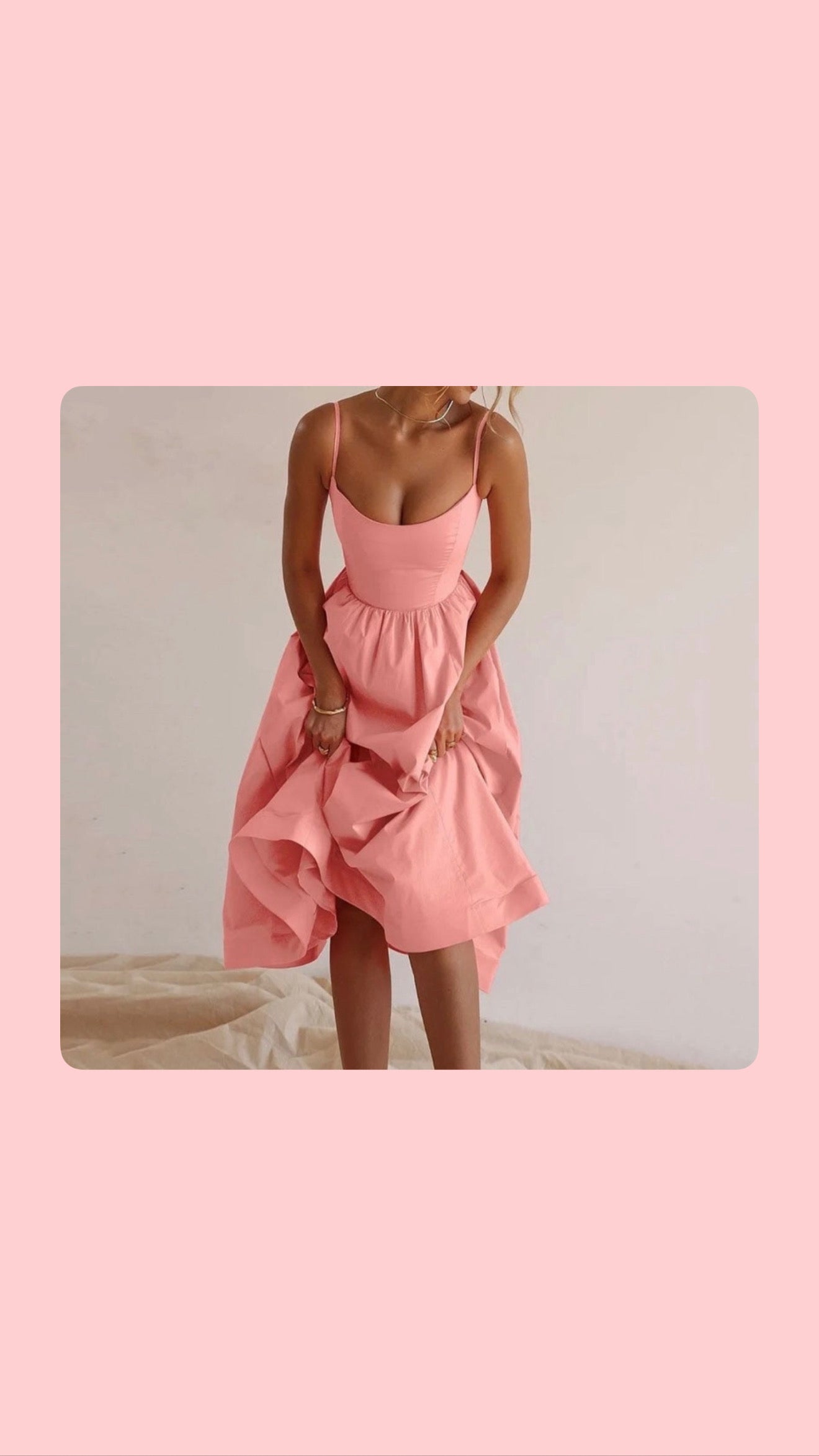 Pink Fitted Waist Dress