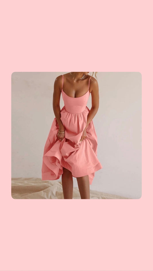 Pink Fitted Waist Dress