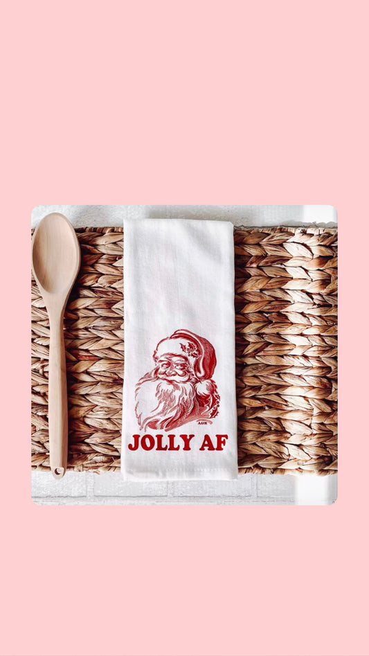 Jolly Af Christmas Tea Towel