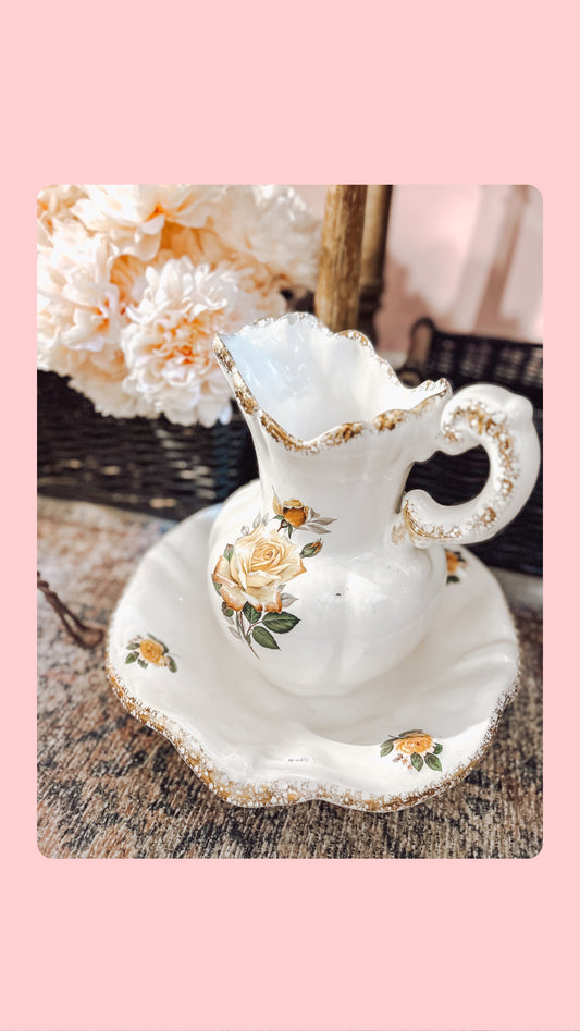 Yellow floral pitcher