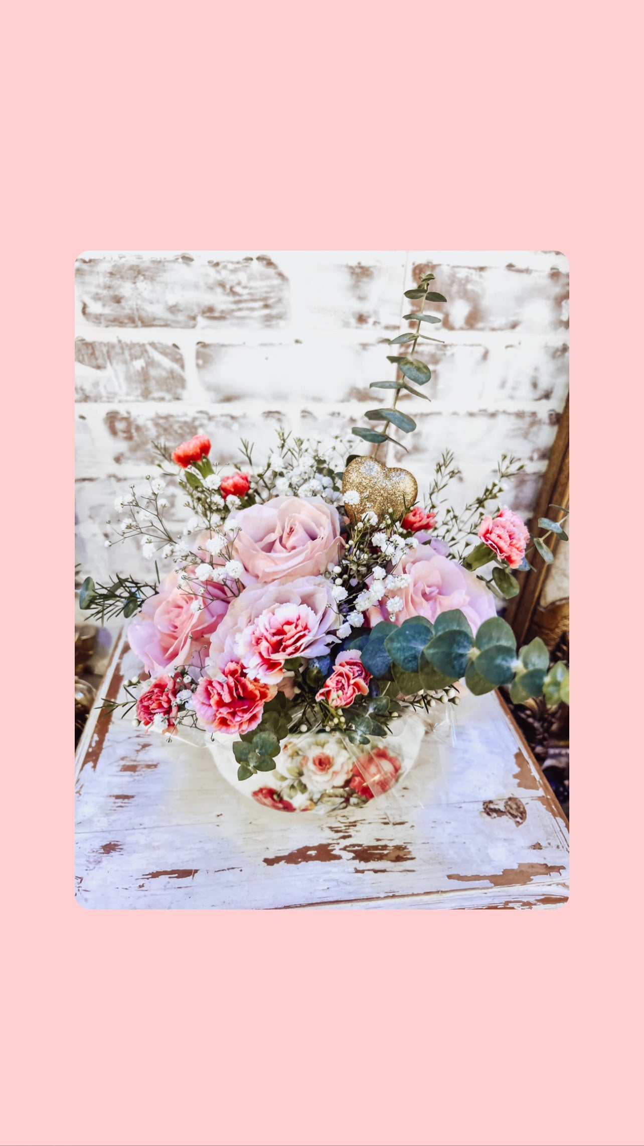 Flower bouquet with floral vase