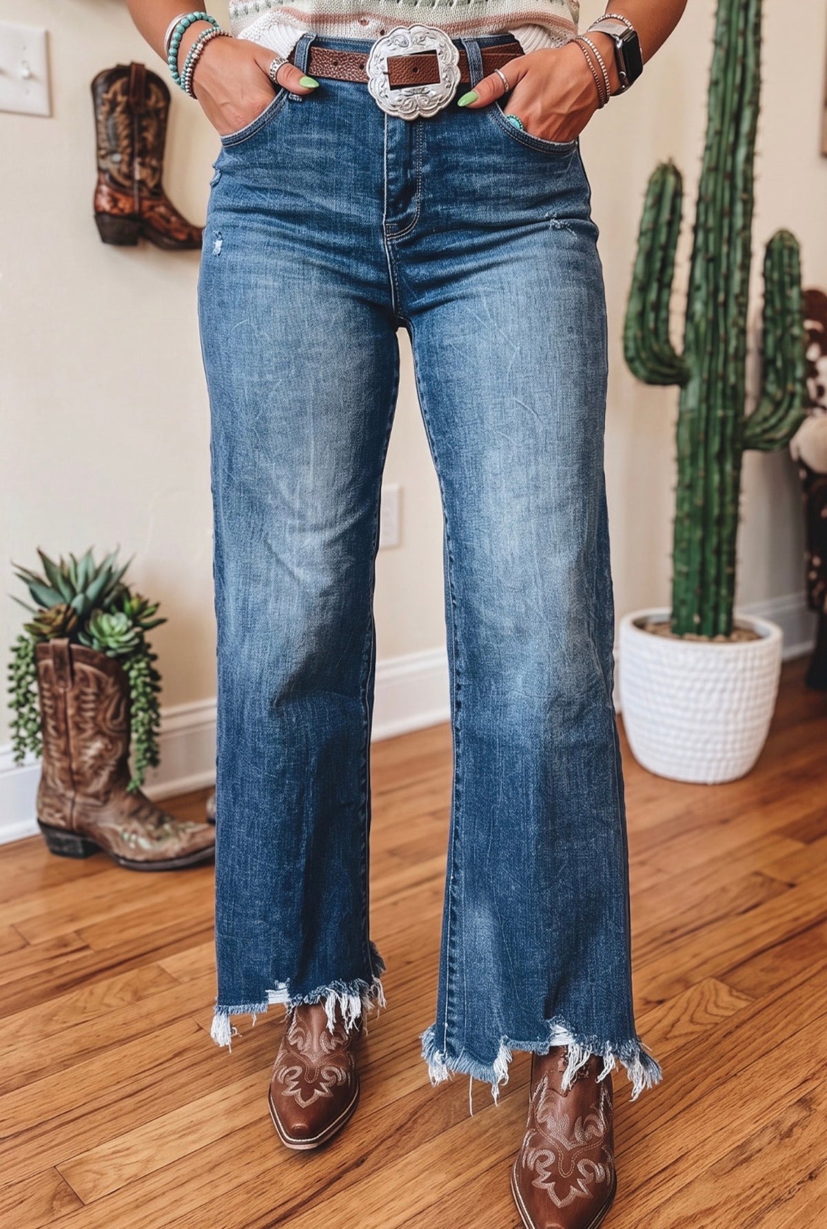 Western High Waisted Flare Jeans