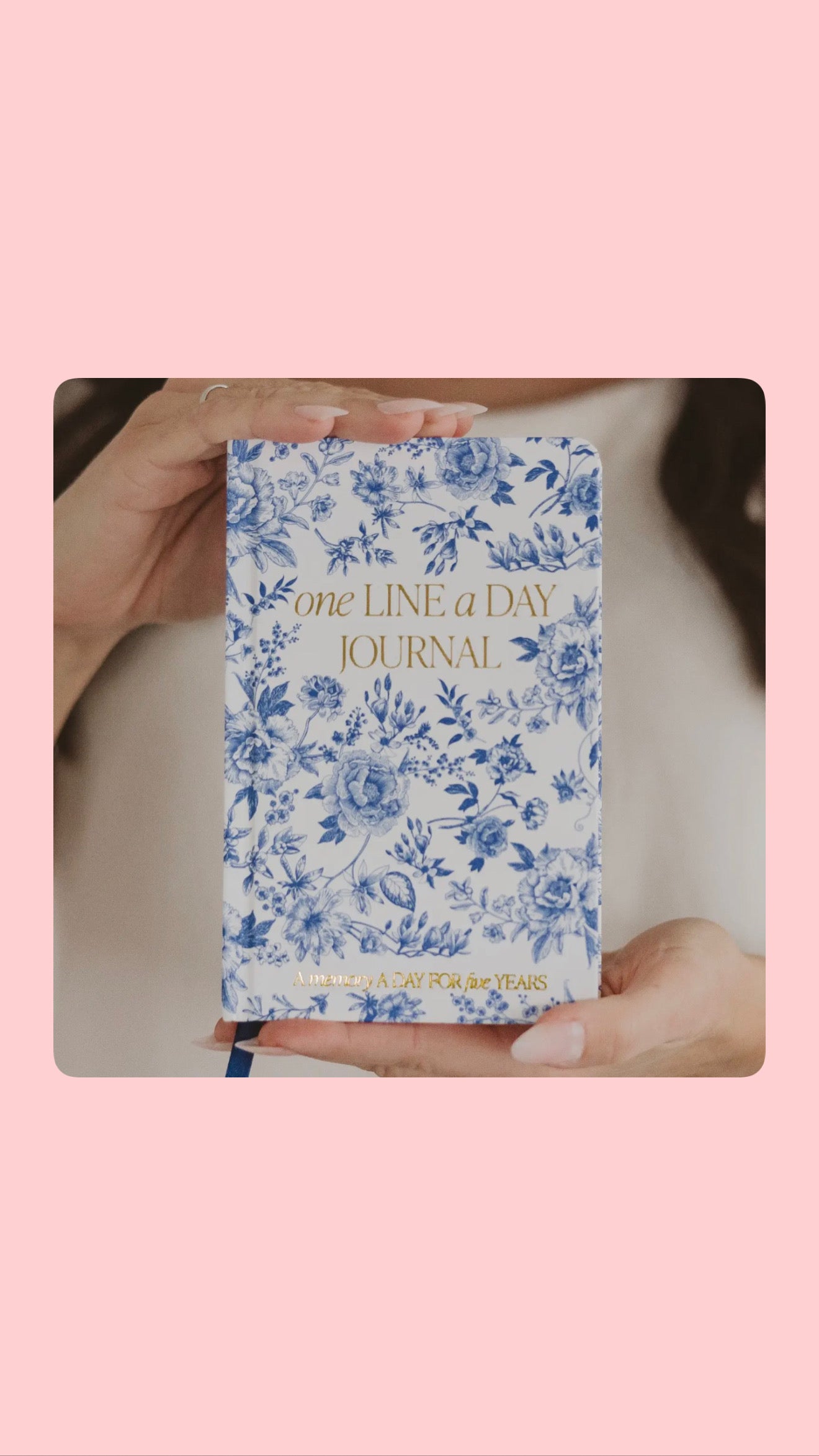 Blue Delft One Line A Day Fabric Journal – Daily Memory & Reflection Journal