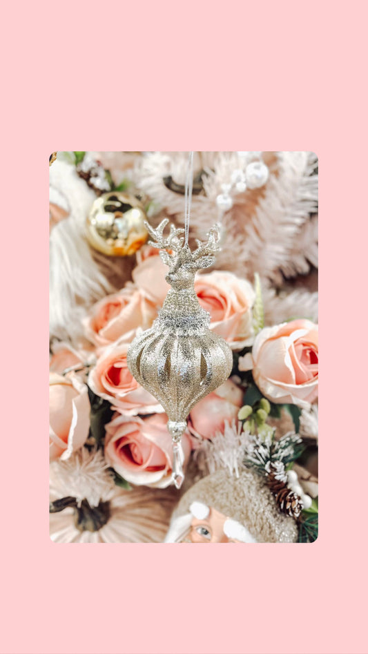 Gold Glittering Deer Head Ornament