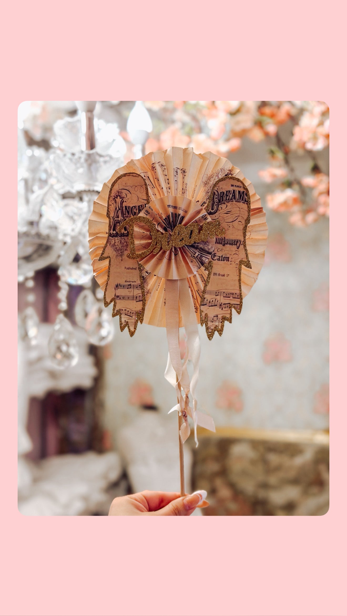 Handmade “Dream” Wand | Glitter Wings Music Note Decor Stick