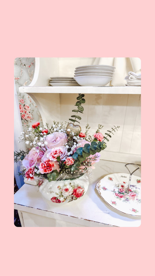 Flower bouquet with floral vase