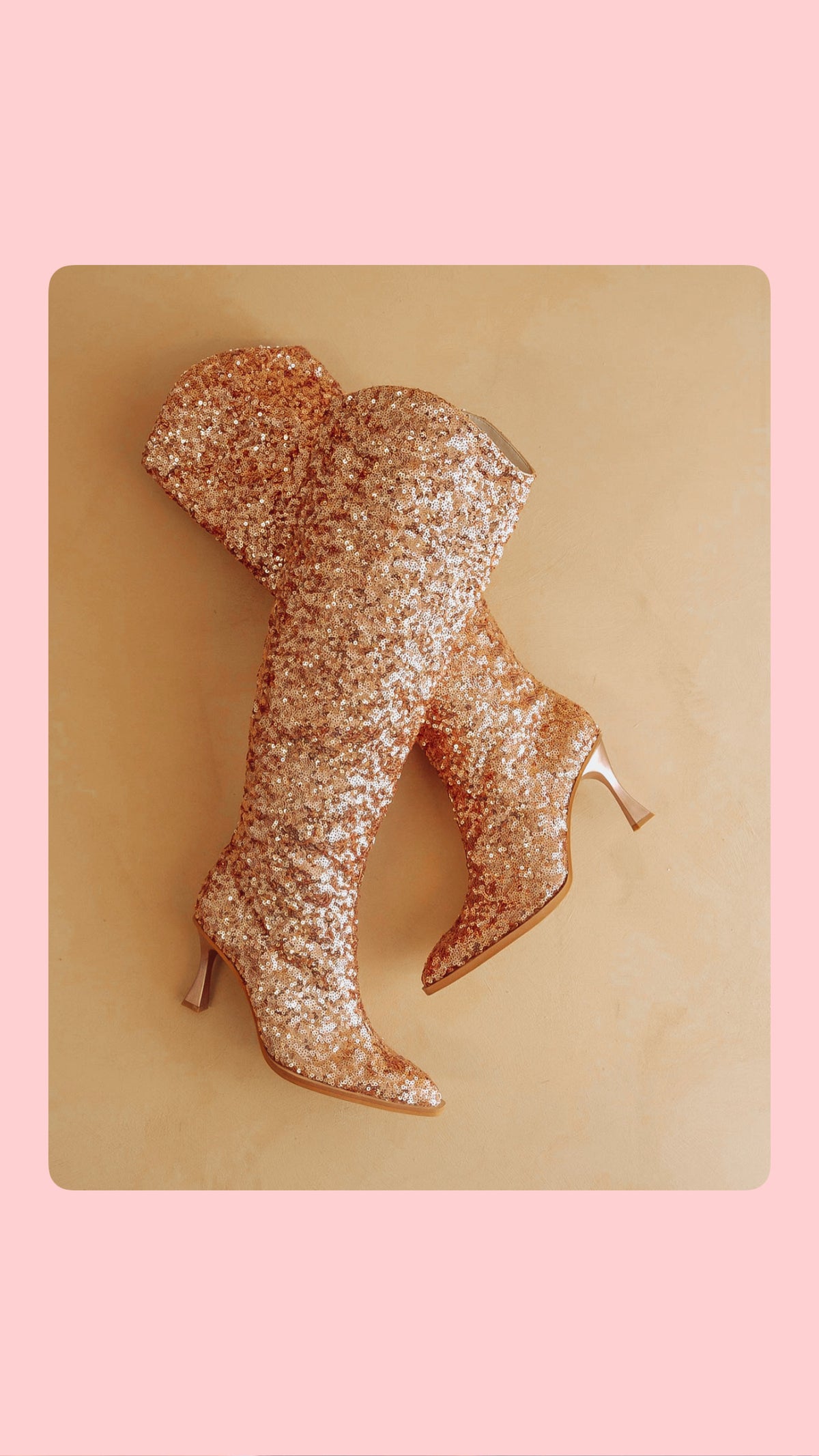 The Jewel | Rose Gold Knee High Sequin Boots