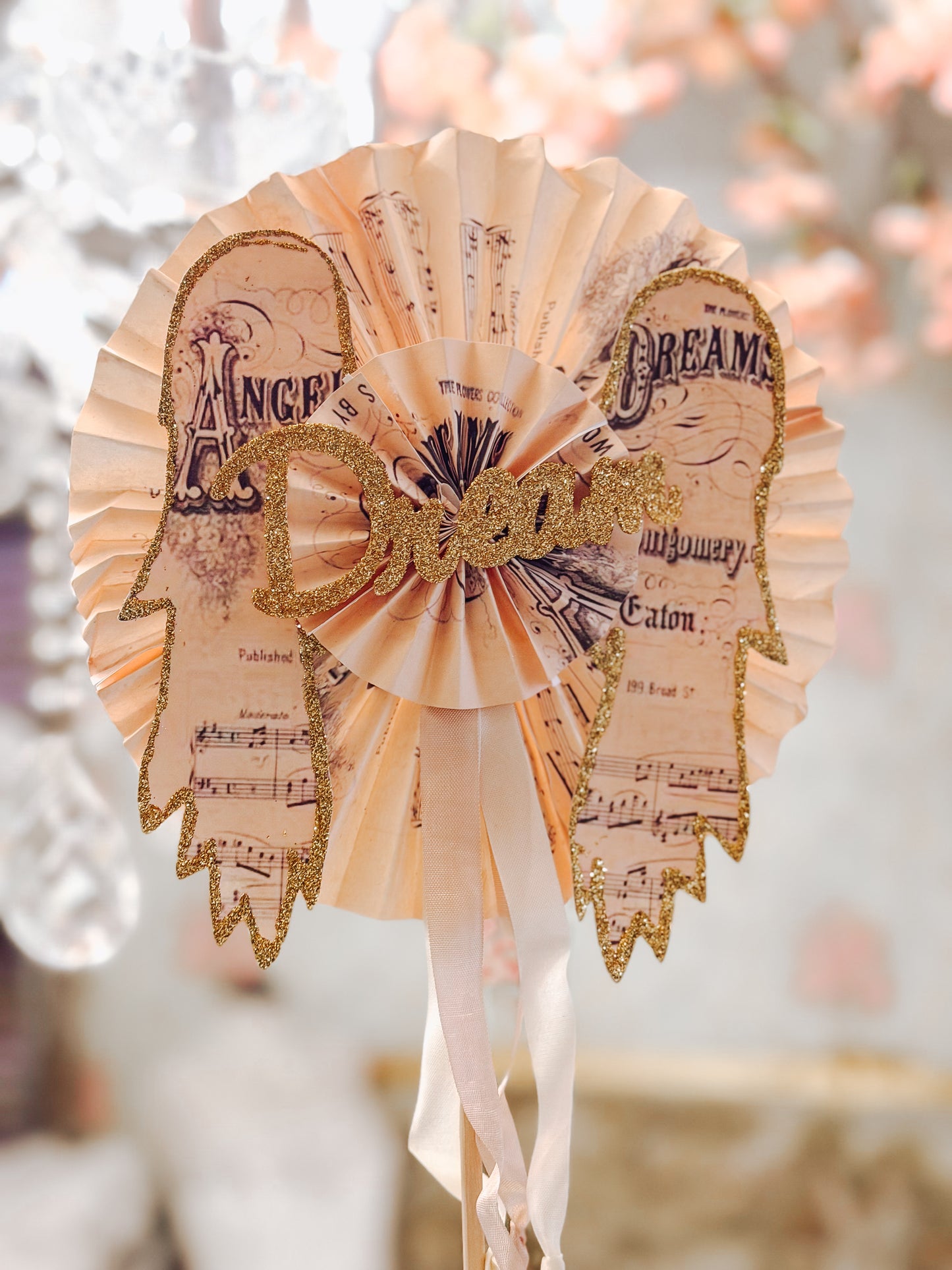 Handmade “Dream” Wand | Glitter Wings Music Note Decor Stick