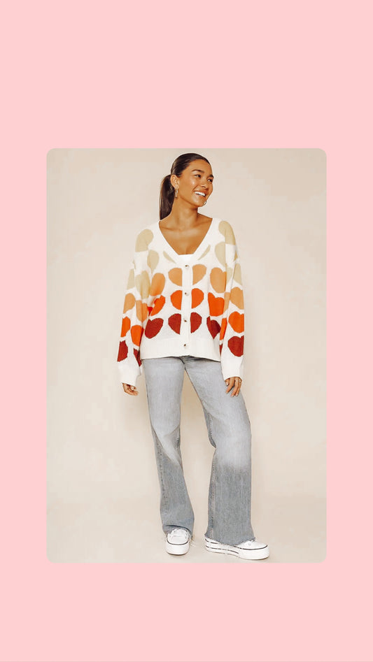 Multicolored Heart Cardigan