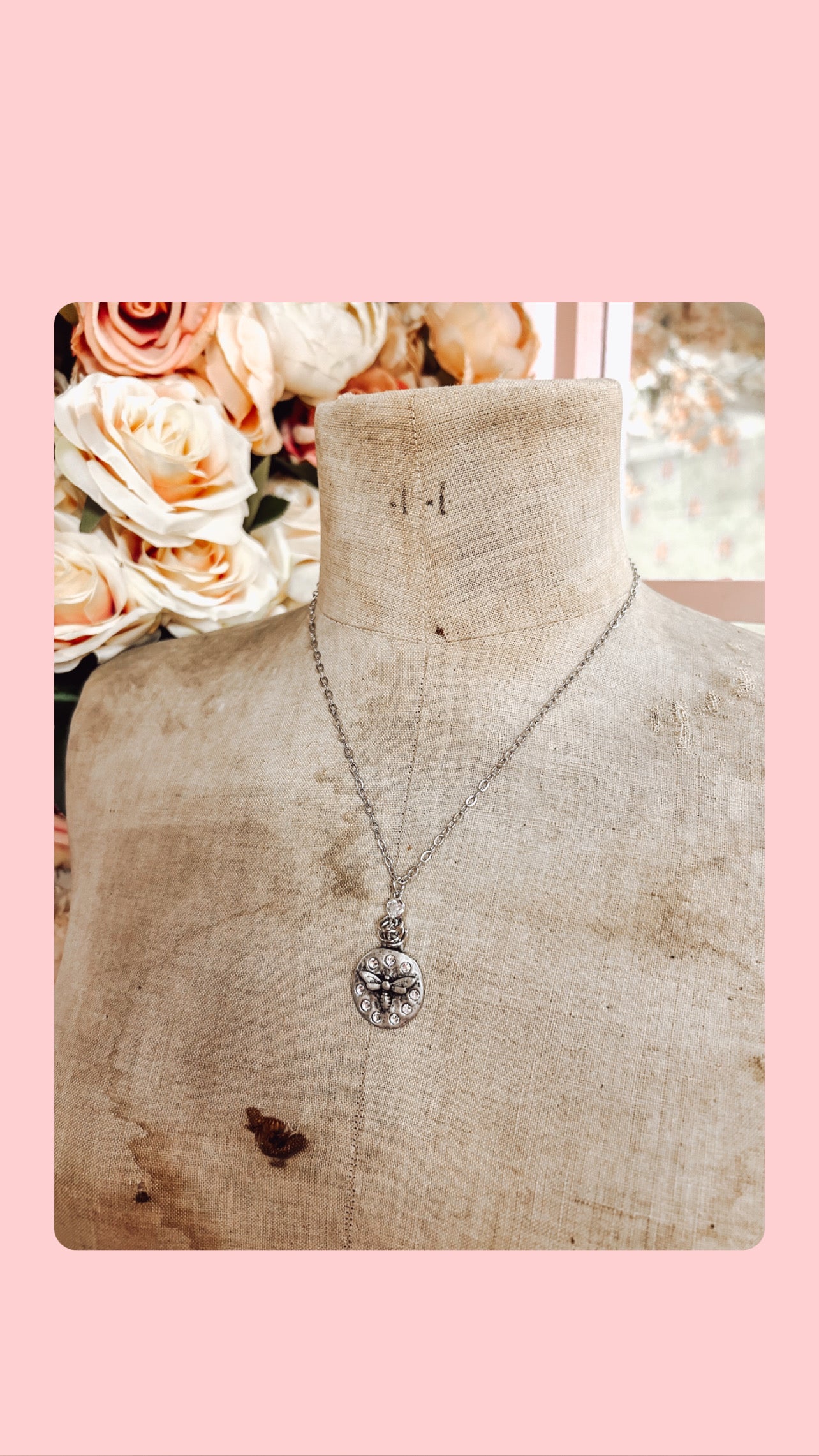 Hand Casted Bee Swarovski Crystal Necklace Boutique Jewelry