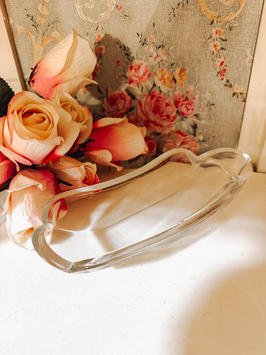 Clear glass serving dish
