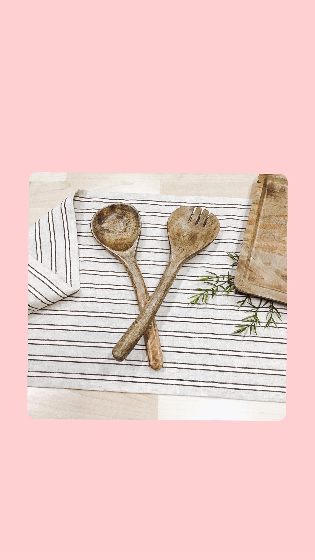 Curved Mango Wood Salad Servers, Set of 2