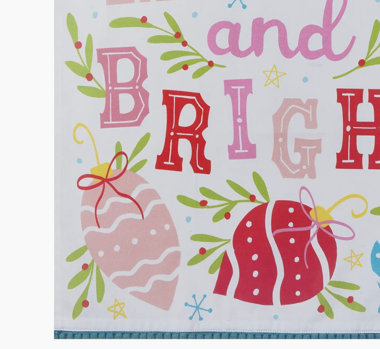 Merry Bright kitchen tea towel