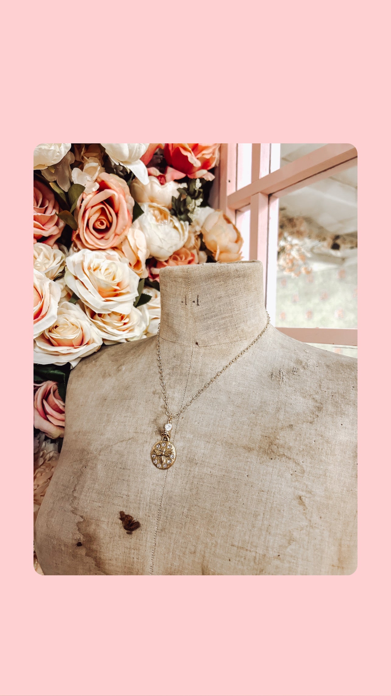 Hand Casted Bee Swarovski Crystal Necklace Boutique Jewelry