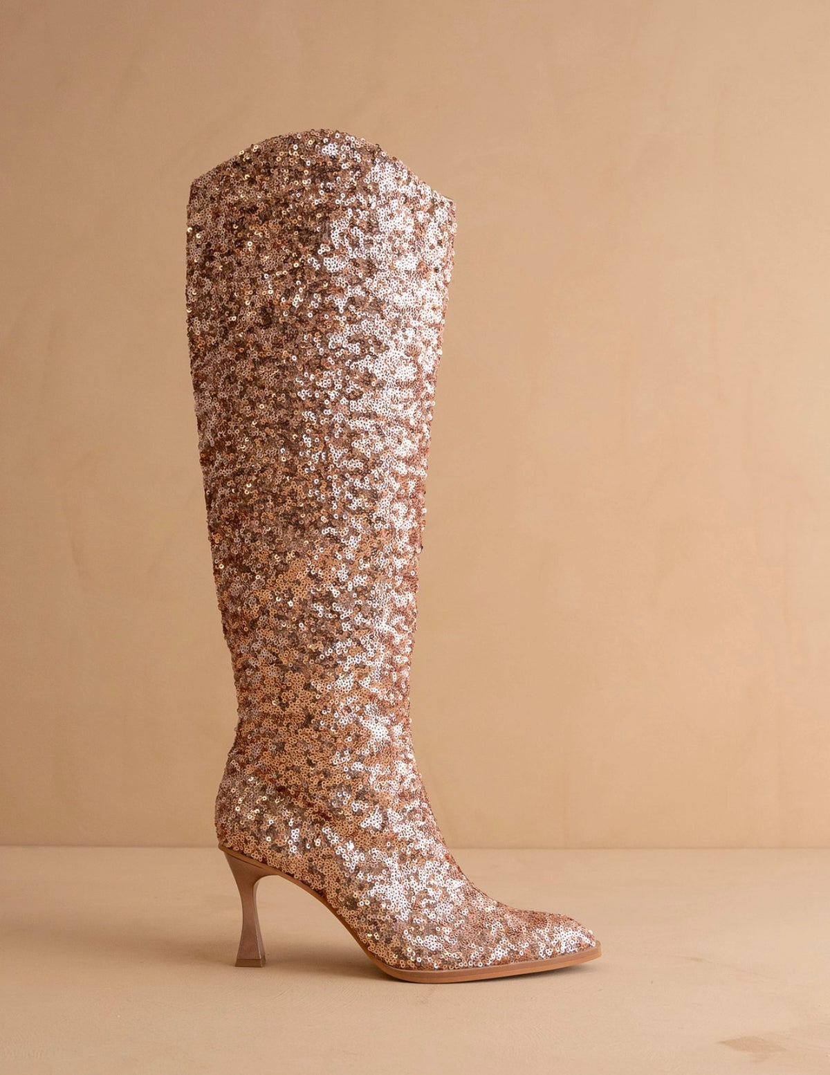 The Jewel | Rose Gold Knee High Sequin Boots