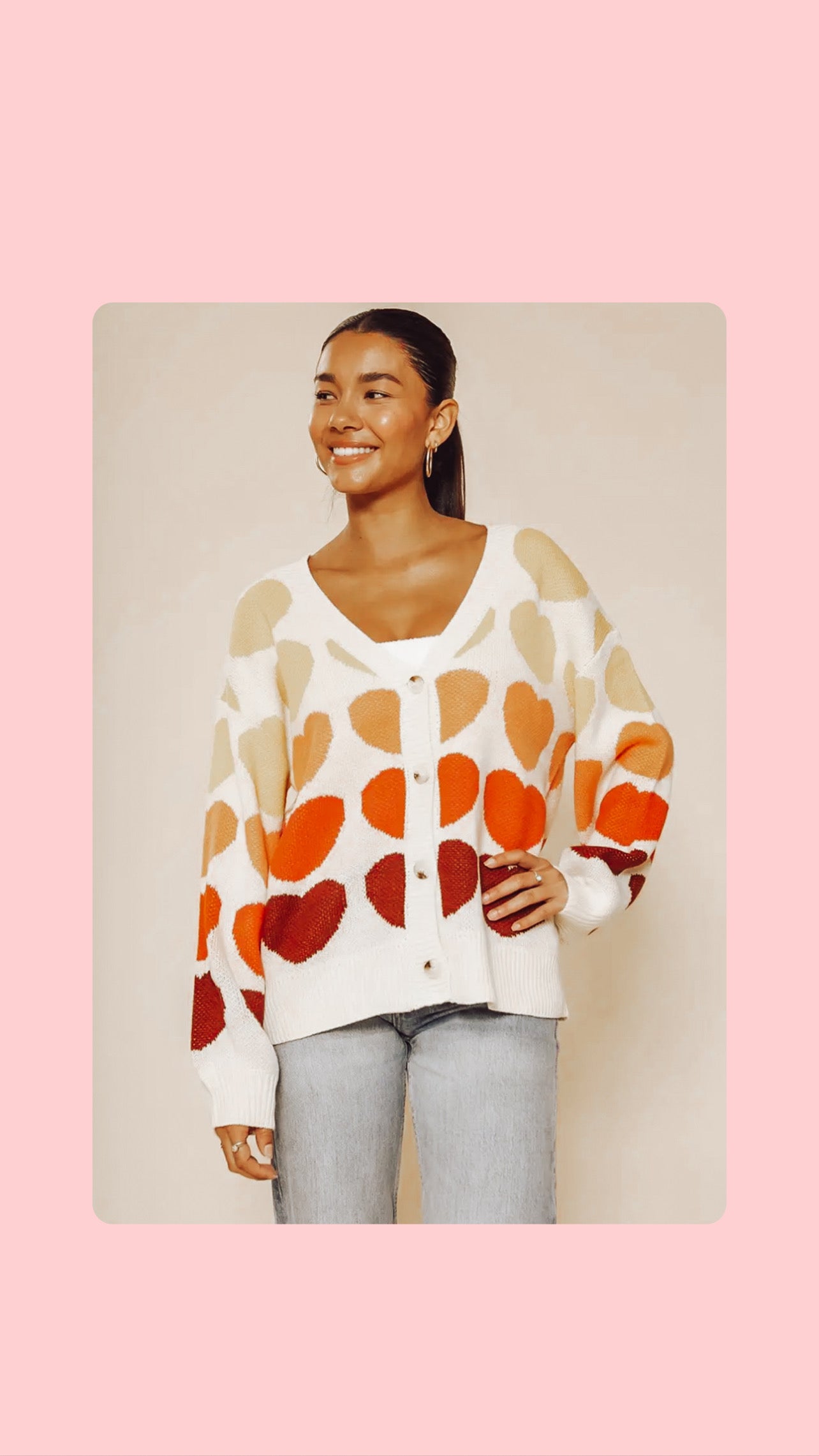Multicolored Heart Cardigan