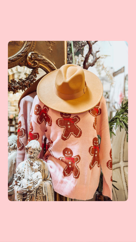 Gingerbread Pattern Long Sleeve Sweater