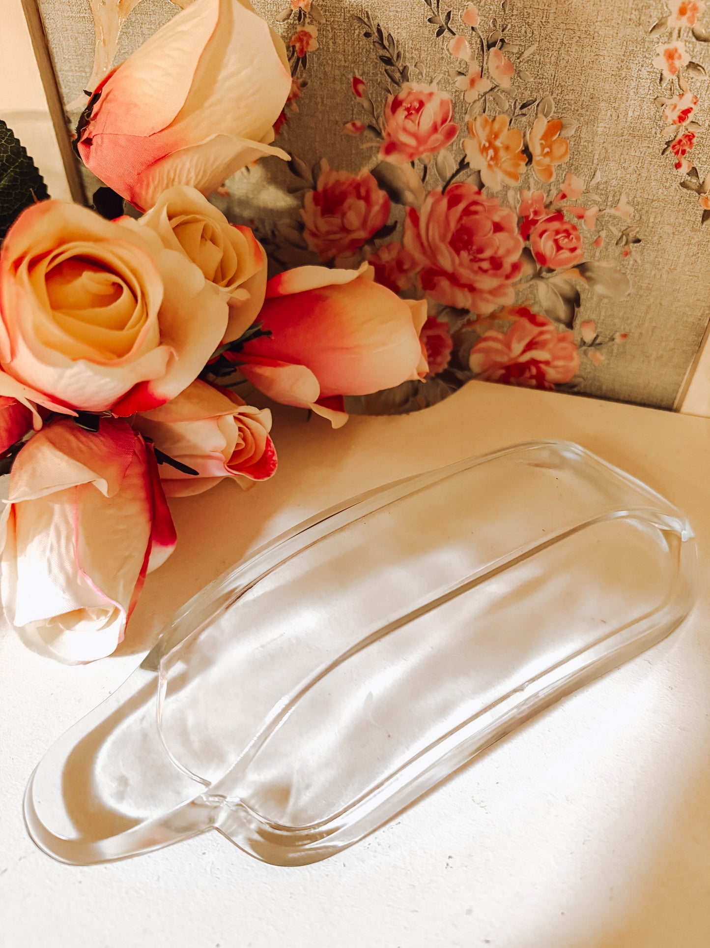 Clear glass serving dish