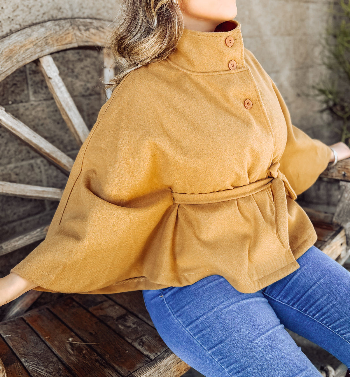 Khaki Belted Cape Coat