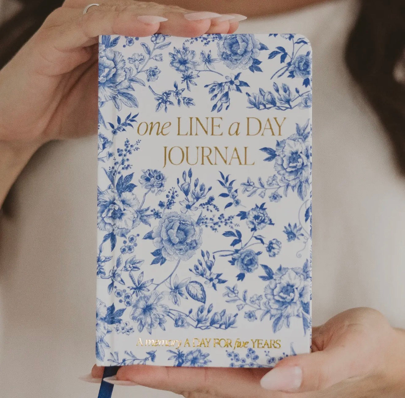 Blue Delft One Line A Day Fabric Journal – Daily Memory & Reflection Journal