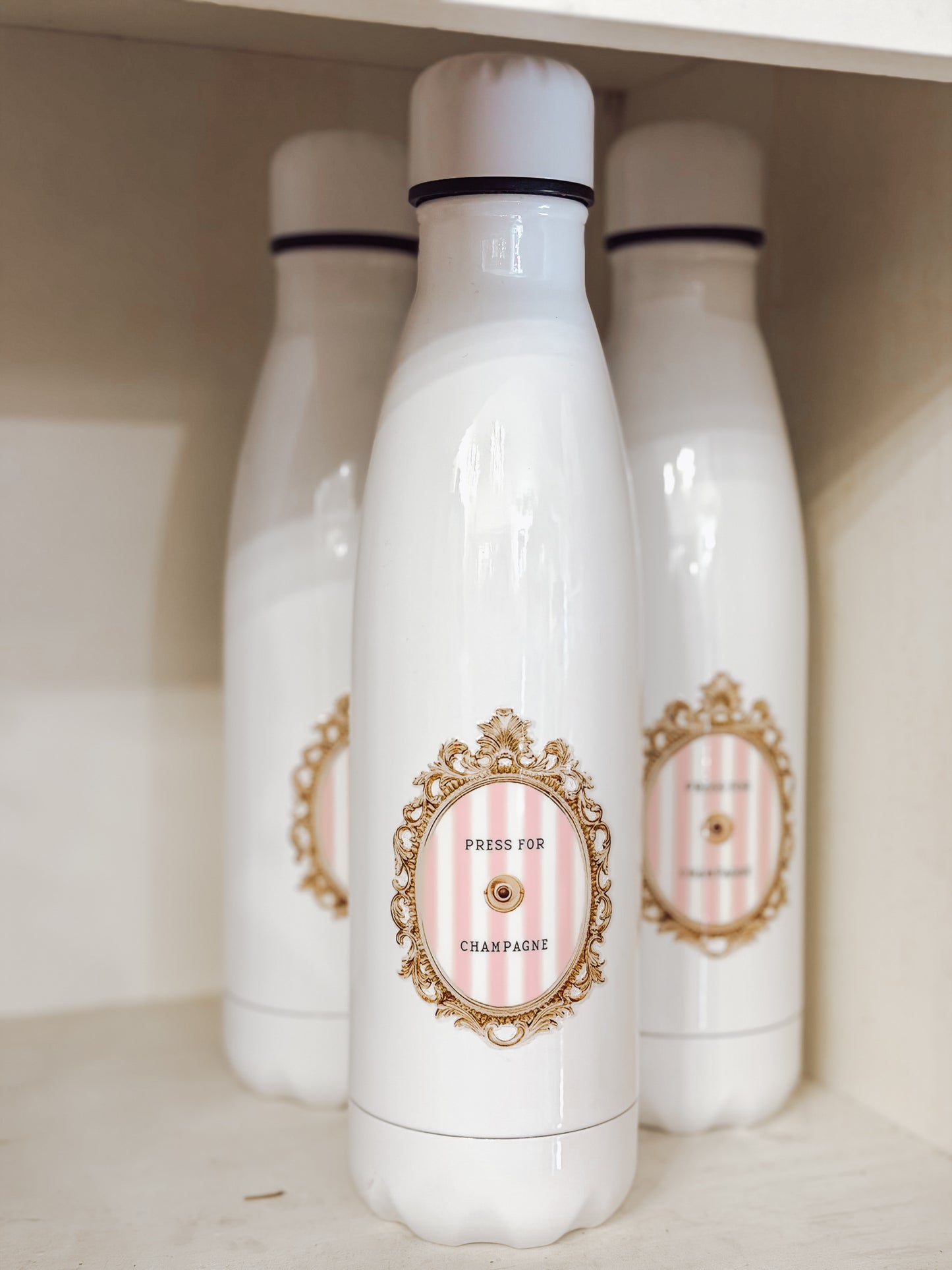 Water Bottle - Press For Champagne Stripe