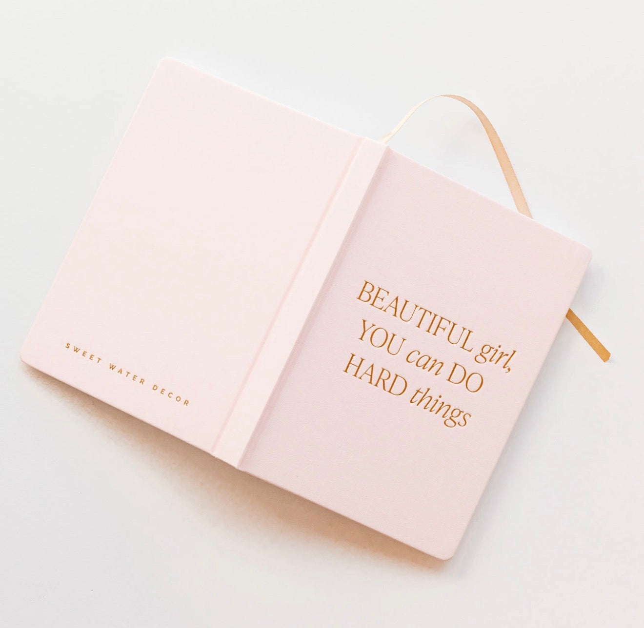 Beautiful Girl, You Can Do Hard Things Fabric Journal – Inspirational Pink Notebook