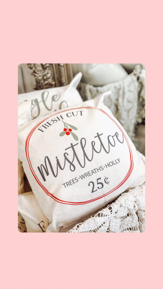 Fresh Cut Mistletoe Canvas Pillow
