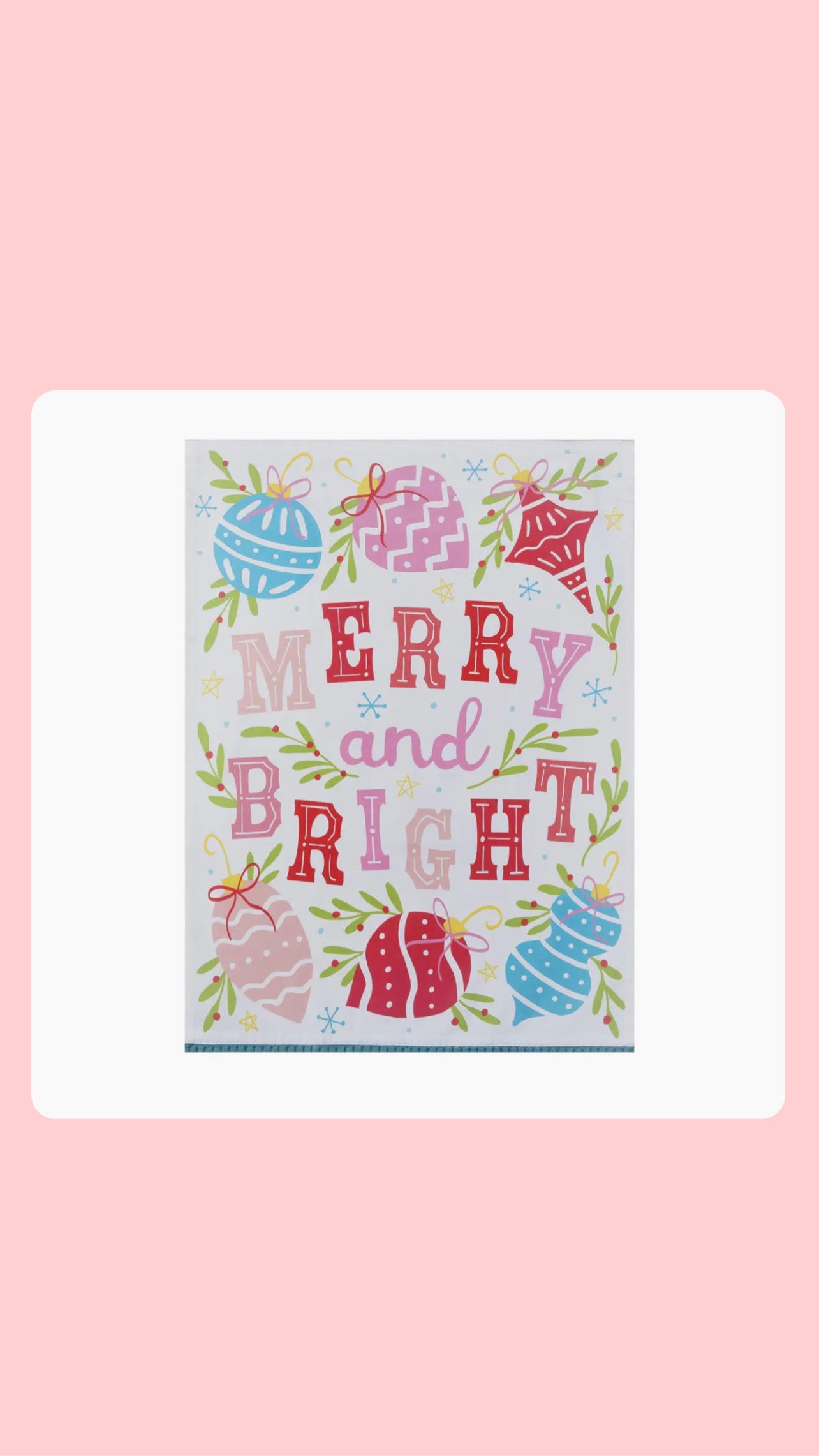 Merry Bright kitchen tea towel