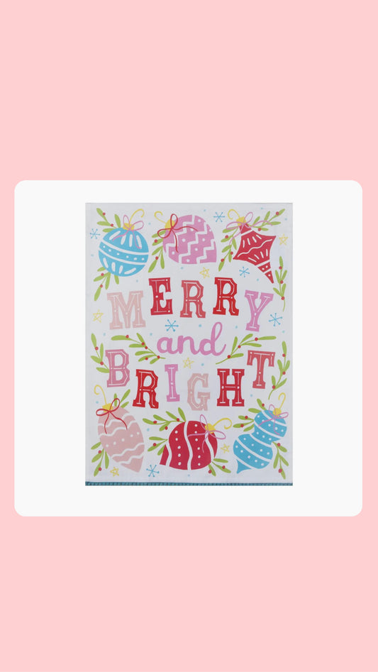 Merry Bright kitchen tea towel