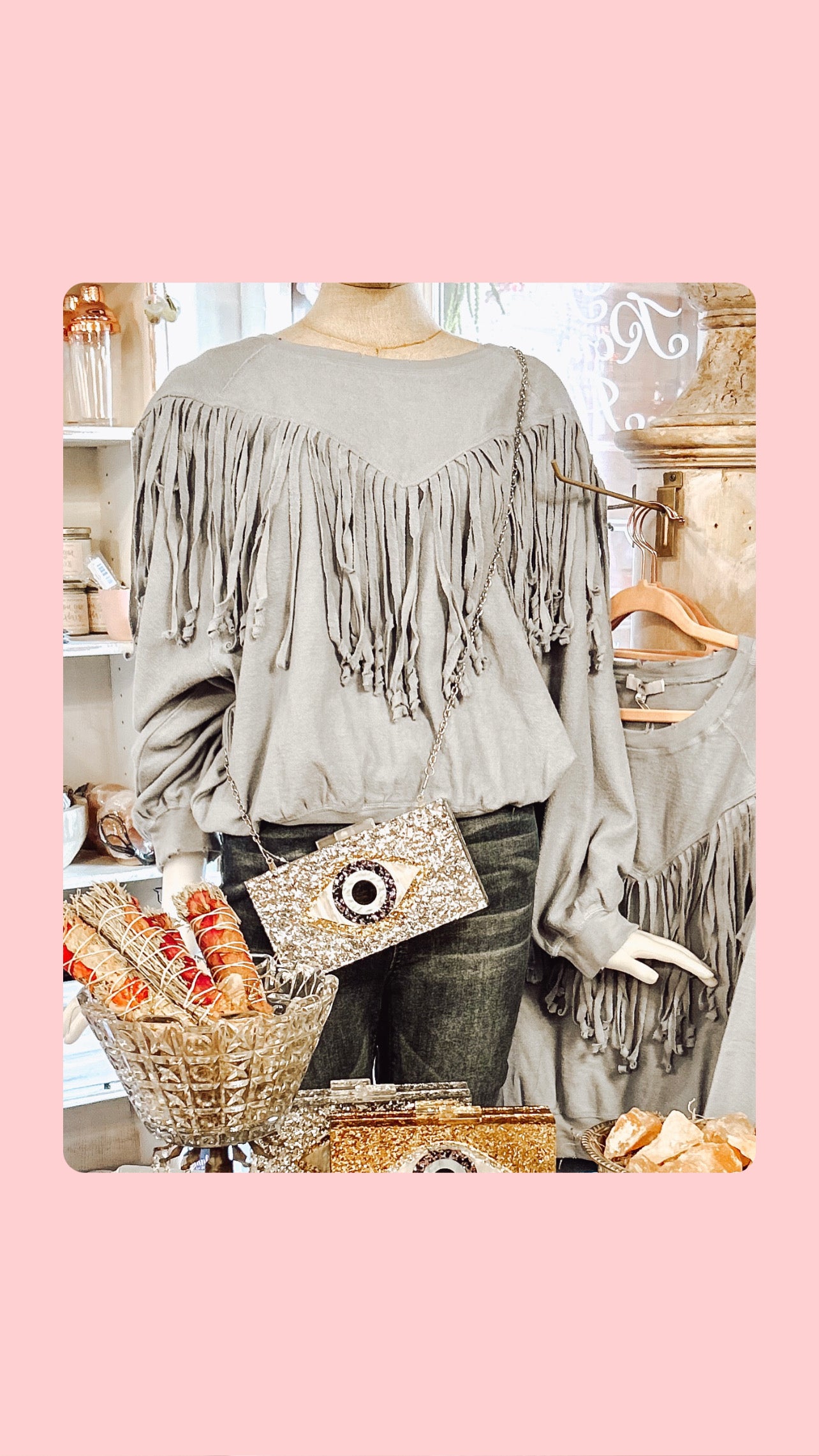 Blue Fringe Sweater