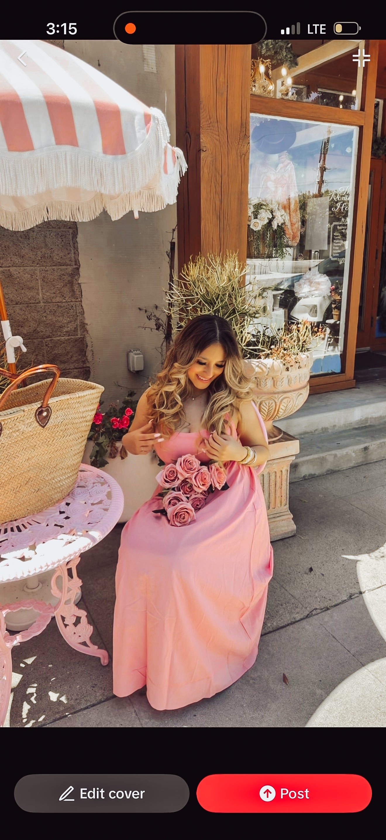 Pink Fitted Waist Dress