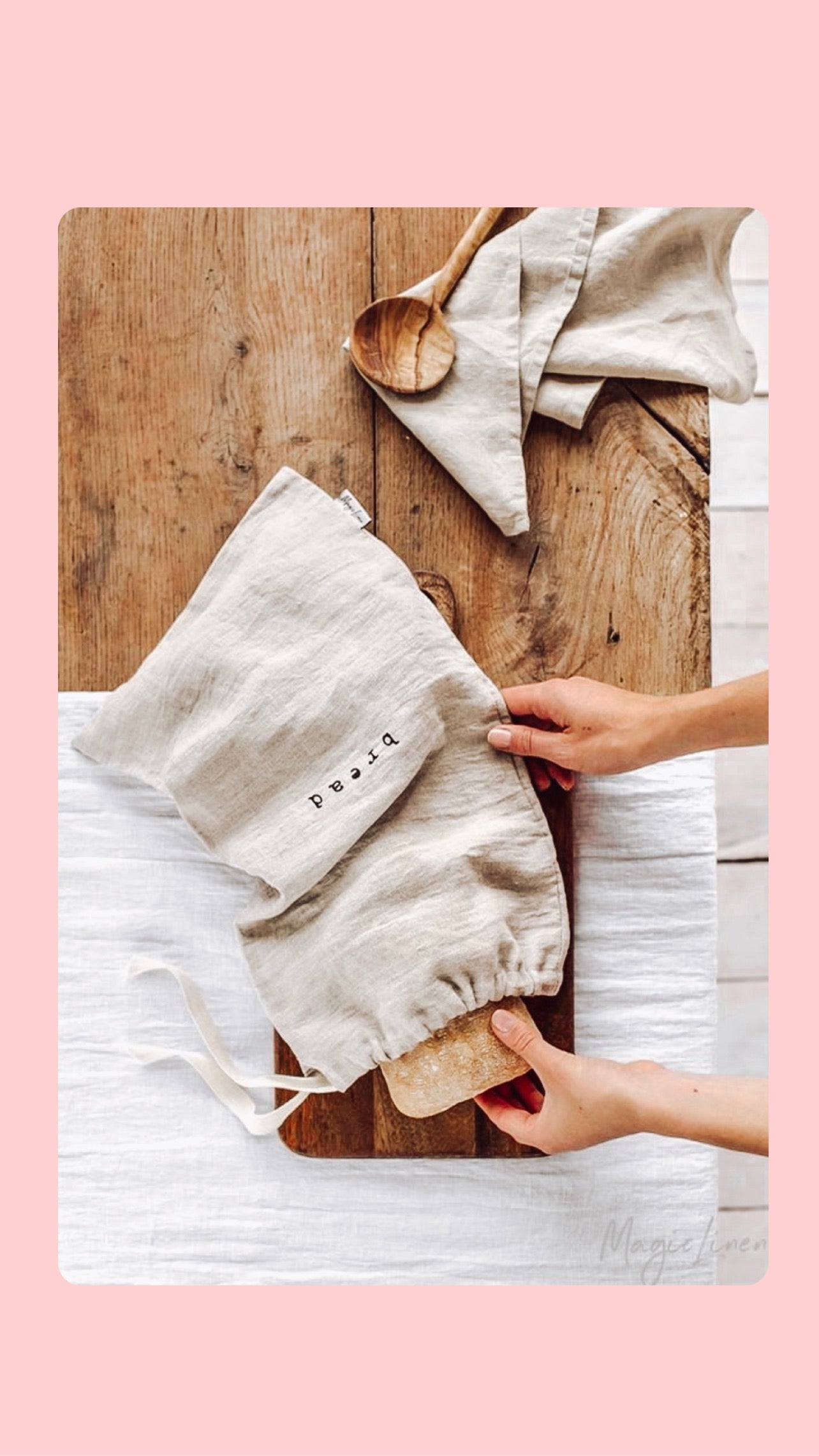 Printed Linen Bread Bag